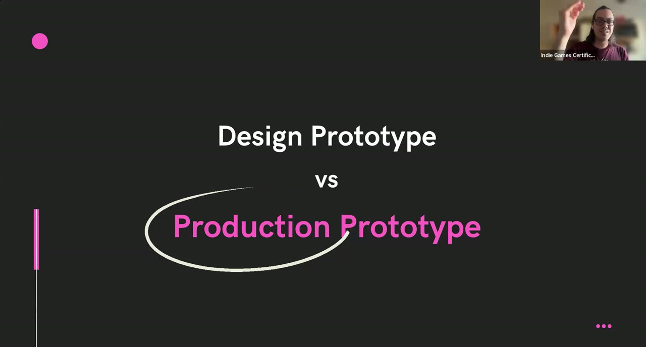 A course slide contrasting a design prototype with a production prototype.